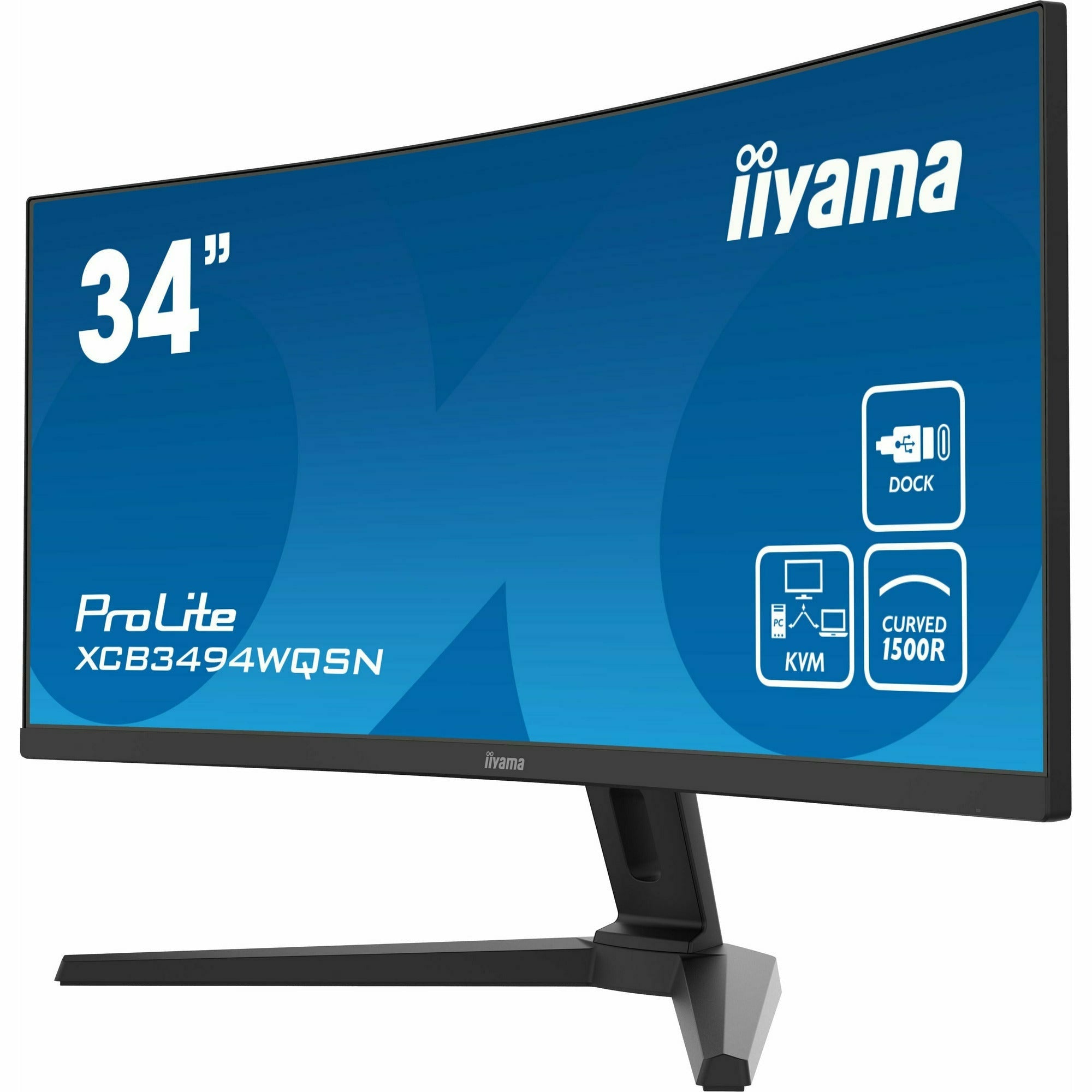 iiyama ProLite XCB3494WQSN-B1 34" 1500R Curved Monitor with USB-C Dock and KVM Switch